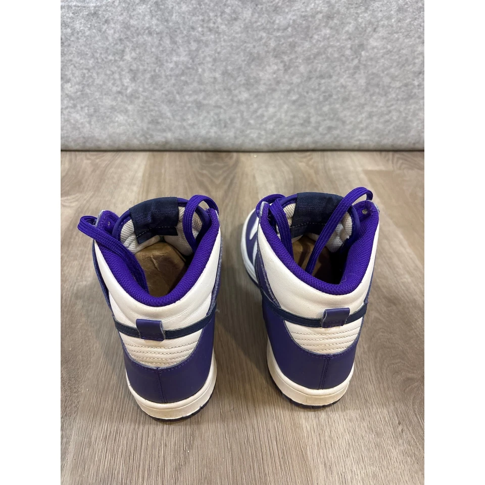 Nike Dunk High Top Niños Zapatos Blanco Púrpura Cuero Tenis Talla 5.5Y DH9751 100 Foto 4 de 4