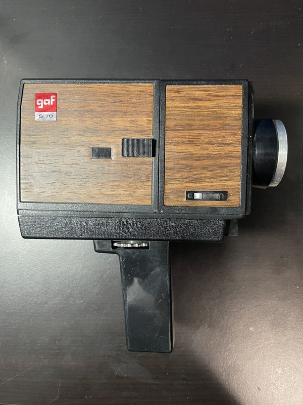 Vintage GAF S 70 Super 8 Movie Camera Black & Wood Grain Made in Japan