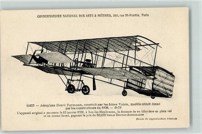 13908098 - Aeroplane Henri Farmann Postcard Aviation Pioneer