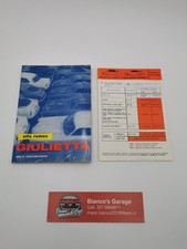 Libretto Uso E Manutenzione Alfa Romeo Giulietta Spider Sprint SS Zagato