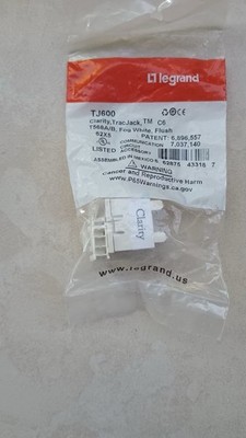 Legrand Clarity TracJack TJ600 Cat 6 RJ45 Fog White Flush Jack