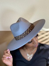 Luxe Band Wide Brim Fedora Grey