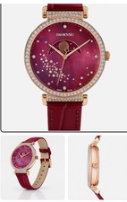 Swarovski Passage Moon Phase Watch – Red Burgundy Leather, Rose Gold 5613323