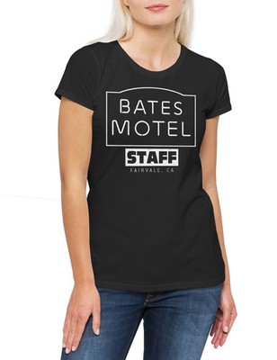 Slasher Motel Staff Damen T-Shirt Horror Norman Psycho Movie Bates Halloween