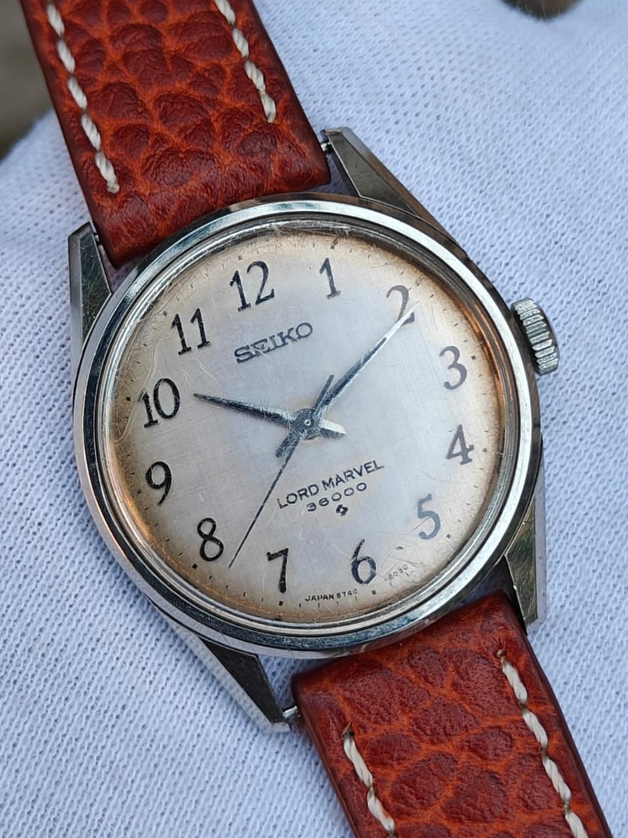 Vintage Seiko Lord Marvel 36000 Arabic Numerals Men's Watch Linen