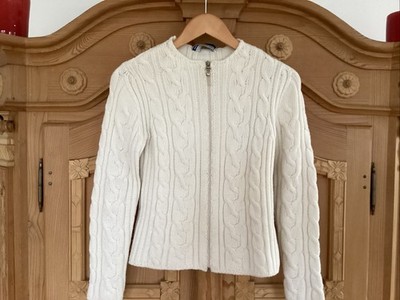 Strickjacke Cremeweiß mit Zopfmuster Größe 36  Damen Semplicemente Chic Sport