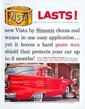 1957 Ford Thunderbird Protected by Simoniz Vista Wax Vintage Magazine Print Ad