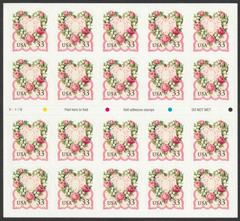 #3274a Victorian Love conv. booklet of 20, plt #V2426, XF