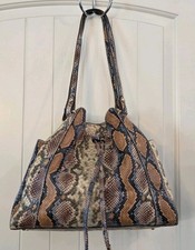 Drawstring Bucket Bag Snakeskin Faux-leather ...
