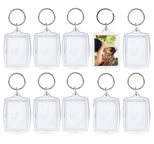25Pcs Blank Photo Frame Insert Keychains Clear Acrylic Photo Snap-in Keychain...
