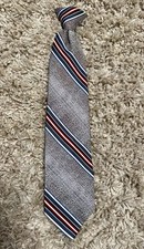 Vintage Wemlon by Wembley Clip-On Tie Striped Textured 18  Pre-Tied