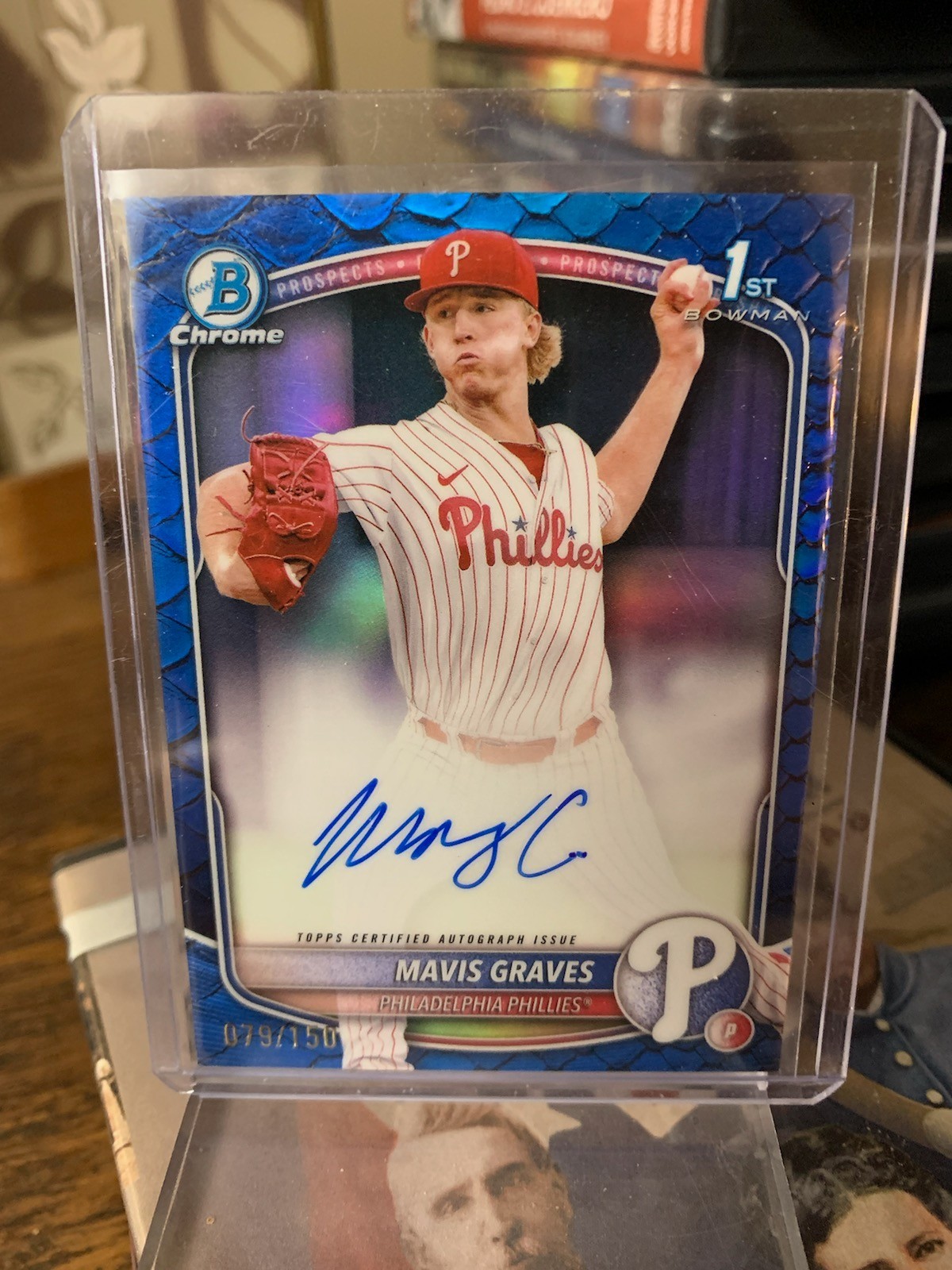 Mavis Graves 2025 Bowman Chrome Blue Raywave Refractor 1st Auto /150 #CPA-MG