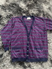 Vtg Lana D T Shirt Cardigan Women’s Sz Med Geometric Purple Made In USA