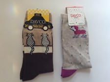 2 PAIRS LADIES NOVELTY SOCKS DOG WITH BOOTIESbCATS  KHAKI  NWL CUTE 