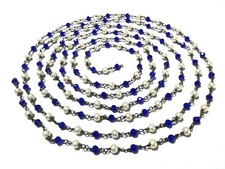 3 stopy perła, niebieski kwarcowy rondelle 3-4 mm fasetowane koraliki różaniec łańcuszek czarny drut