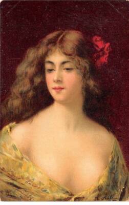 Illustrator - Nr. 91859 - Asti - Junge Frau mit roter Blume im Che