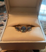 Oval Pear Cut 3.5-4 Ct Topaz Diamond 14k SOLID Yellow Gold Ring