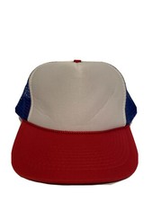 NEW Vintage 80  s Blank Red White Blue Snapback Trucker Hat