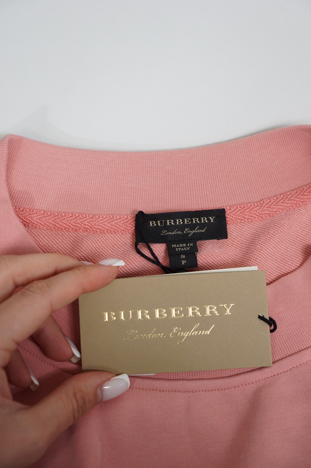 Women Burberry Cotton Cropped Sweatshirt With Crystal Rose Pink Size S image 4
