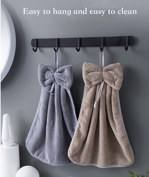 SUGN Hanging Kitchen/Bathroom/Bedroom Hand Towels,Cute Children Microfiber  Coral Fleece Hand Towel with Convenient Hanging Loop Fast Drying(Pink)