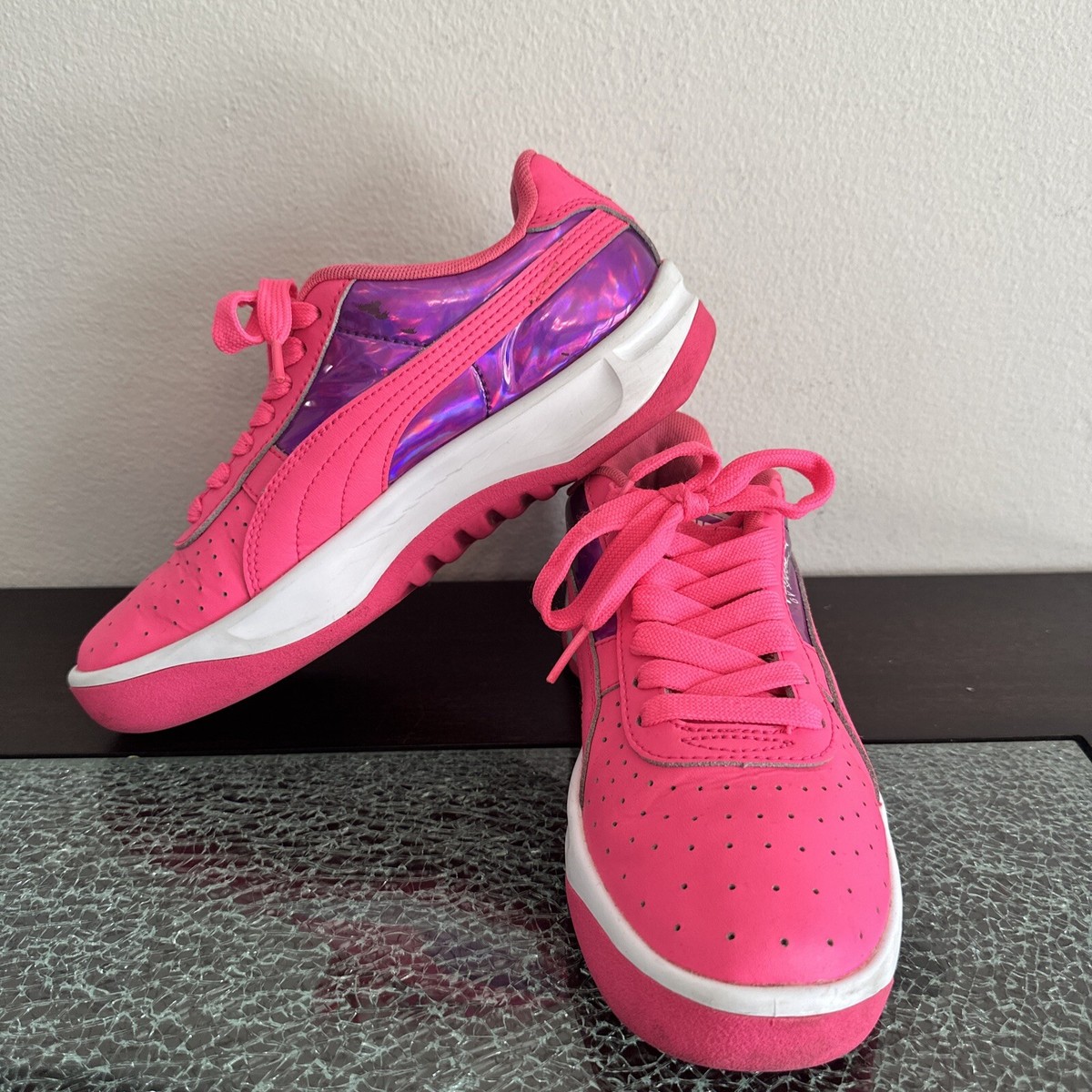PUMA GV SPECIAL MIRROR METAL SNEAKERS PINK/PURPLE BIG KIDS SIZE 6C