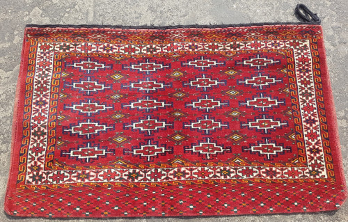 Vintage Hand Made Traditional Rug Oriental Wool Multicolor Carpet 118x72 cm