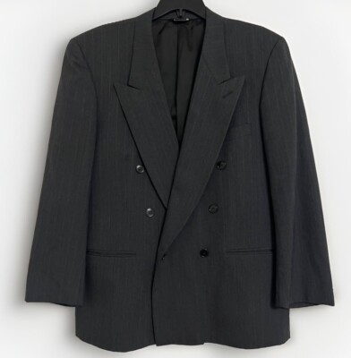 Jones New York Dayton Hudson Blazer Men 42S Charcoal Striped SuitJacket 6 Button