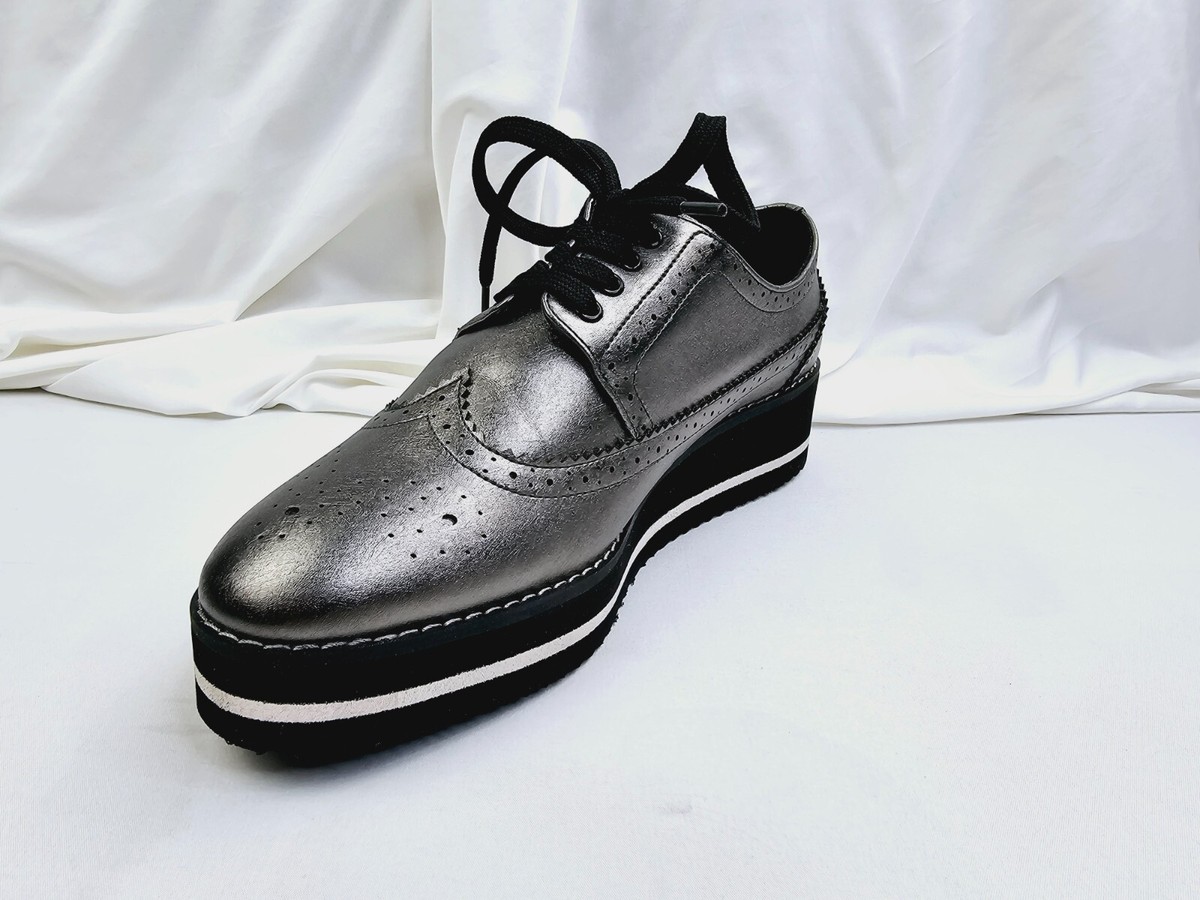 Zara Women's Size 40 (US Charcoal Gray Wingtip Playform