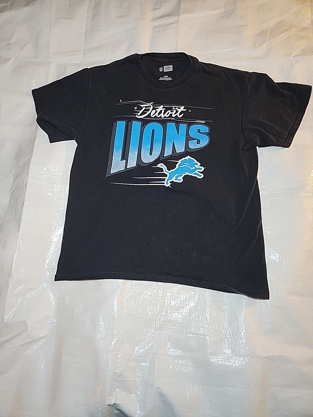 Team Apparel Detroit LIONS Black  T Shirt Size Large