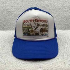 VTG Nissin South Dakota Snapback Trucker Hat Mens OSFM Foam Mesh Rope Blue White