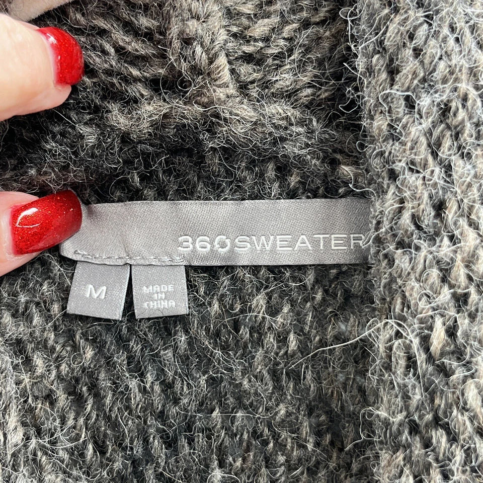 Suéter 360 Para Mujer Mediano Marrón Rayas Mezcla Lana Alpaca Grueso Cárdigan Abierto Foto 3 de 4