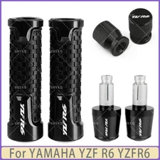 Black -For YAMAHA YZF R6 YZFR6 Motorcycle Handlebar Grips Bar End Cap Tire Valve