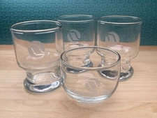 NORTHWEST ORIENT Set of 4 First Class Etched Glasses - Vintage