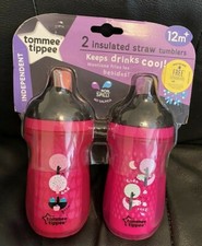 Tommee Tippee Insulated Tumbler Sipper  12m  Set of 2  Spill Proof Pink BN