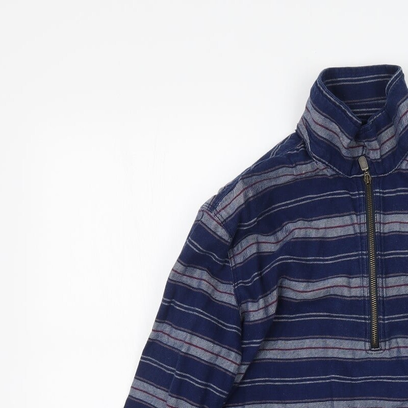 Topshop Womens Blue Striped Cotton Blend Sweatshirt Size 8