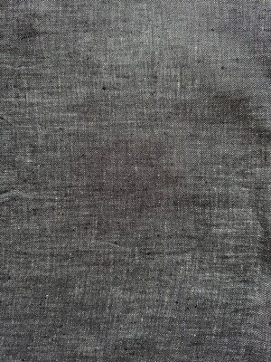 100% Flax Linen Fabric Yarn Dyed Two-Tone Black/White Reversible Medium Weight
