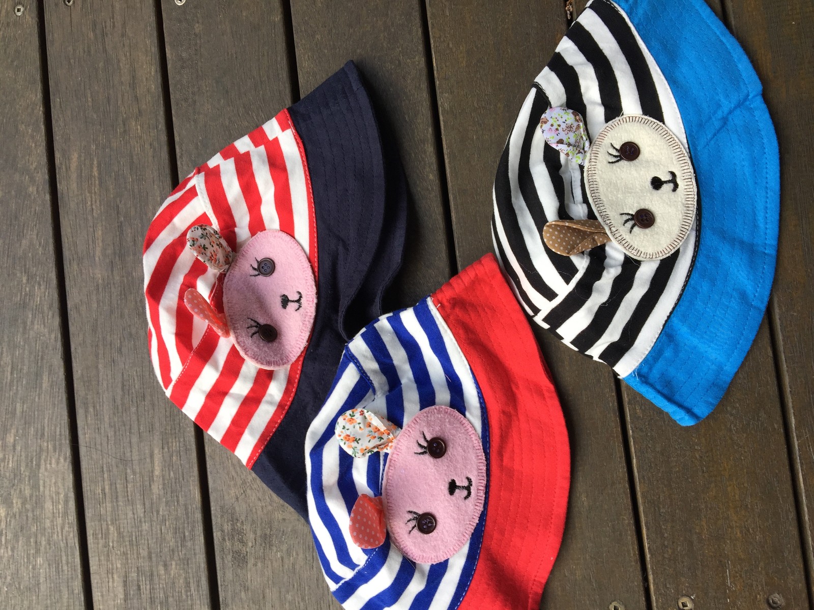 1 Girls Boys Kids children Cotton Stripe Bunny Bucket Sun Hat beach outdoor Cap image 2