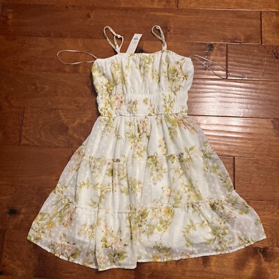 Ivory Floral Ruffle Tiered Dress Small Francesca's Boutique NWT $56 Fast Ship