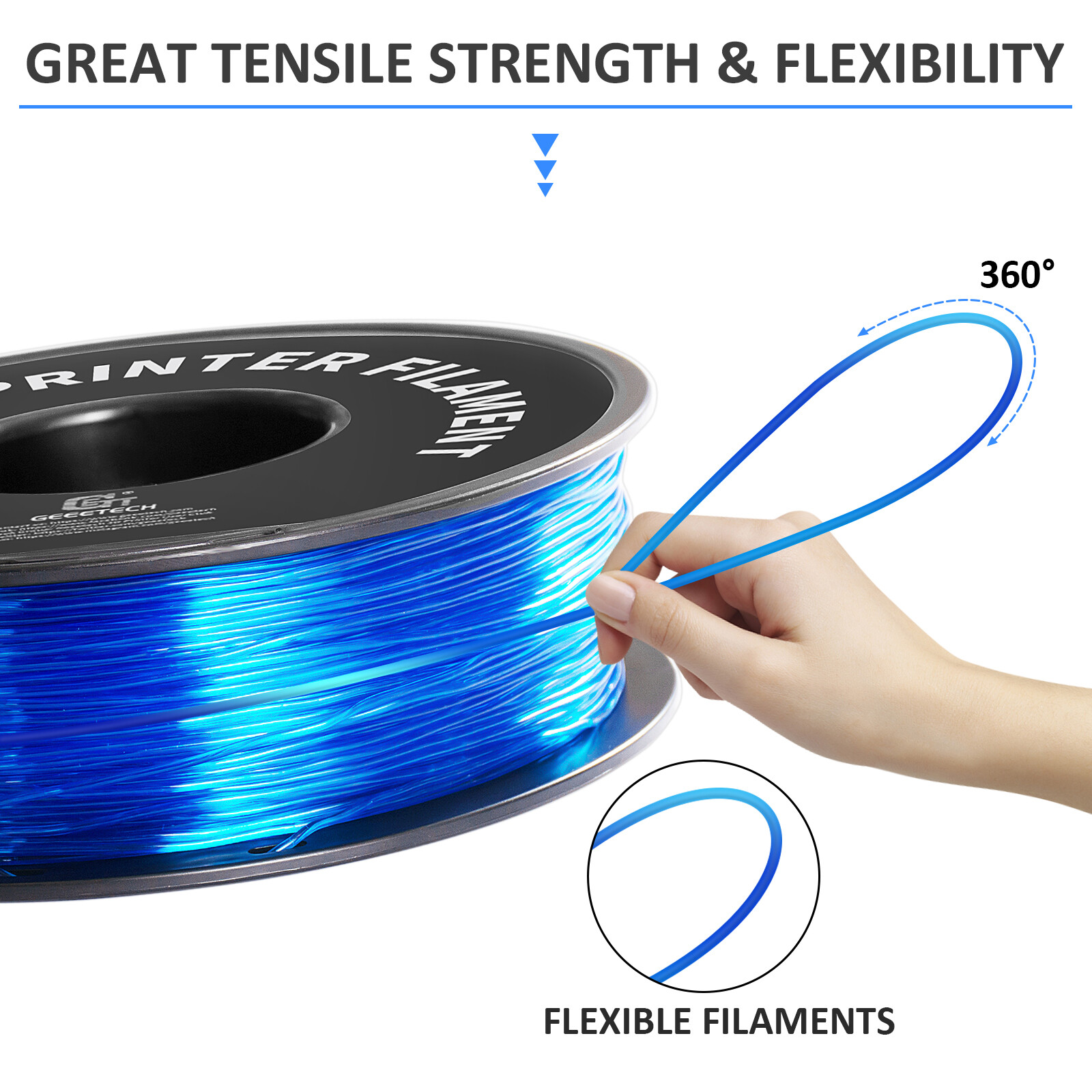 1 kg GEEETECH filamento TPU colore chiaro 1,75 mm flessibile stampante 3D filamenti 95 A foto 5