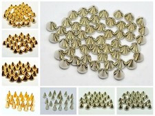 Craft DIY Silver Gold Tone Metallic Acrylic Flatback Punk Spike Studs No Hole