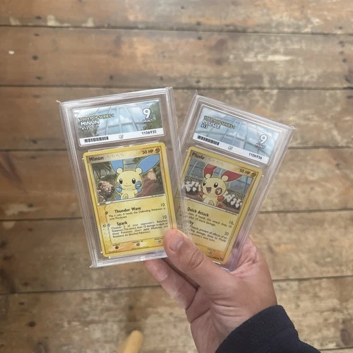 Pokémon Plusle 13/17 and Minun 12/17 Pop Series 1 Sequential Ace Grading 9 NM