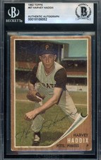 Harvey Haddix Beckett BAS Vintage Signed 1962 Topps Autograph