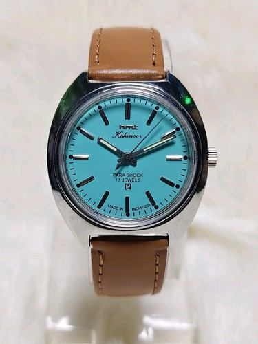 Vintage HMT Kohinoor Tiffany Blue Dial Hand Winding Mechanical Wrist Watch 