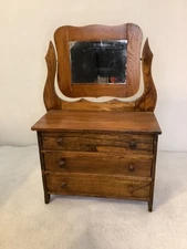 Dollhouse Miniature Chest of Drawers with Attached Mirror 16 3/4’’  X 12”  X 6”