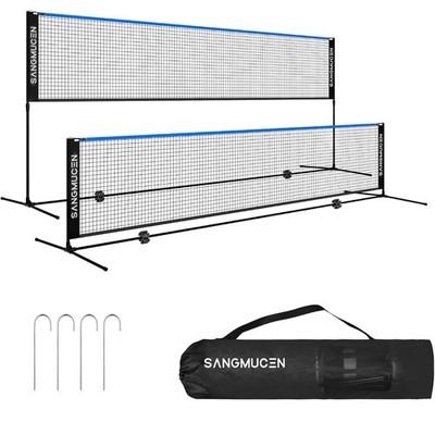 Blau Schwarz 4m Badminton Netz Pfosten Set Tragbar Volleyball Pickleball Tennis 