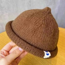 Cute Solid Color Autumn Winter Children's Cap Knitted Warm Melon Cap Soft Brimle
