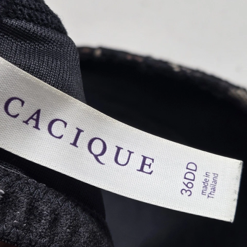 Sujetador Cacique Mujer 36DD Negro Estampado Animal Suave Boost Sumergir Con Aros Foto 3 de 4