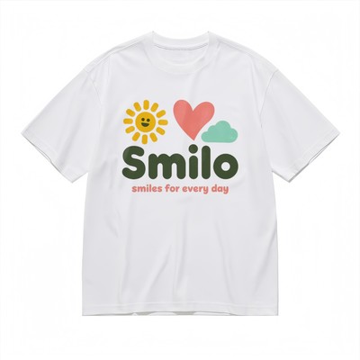 Women's Classic T-Shirt Happy Symbols Smiles For Every Day Print Oversize Tee