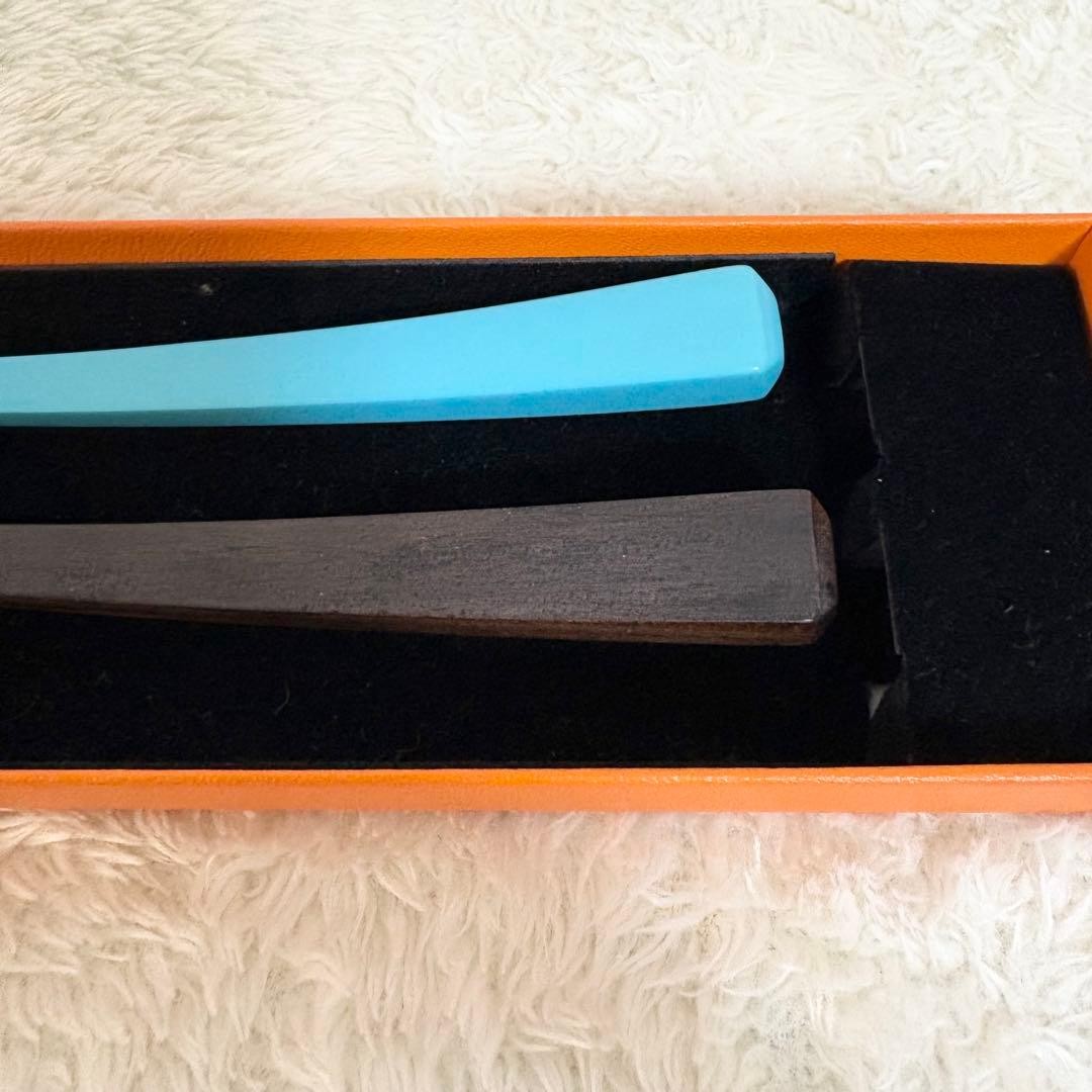 Hermes Hairpins Set 2 Wood Light Blue Box Included Women's thumbnail 6