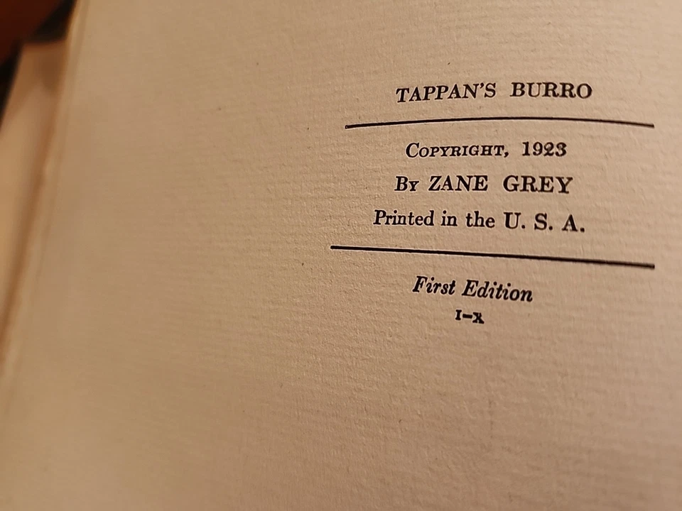 Signed 1st Edition Tappan's Burro and Other Stories by Zane Grey 1923 - Image 4 of 4